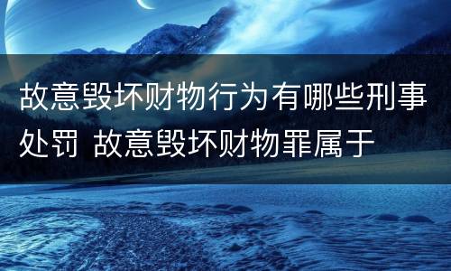 故意毁坏财物行为有哪些刑事处罚 故意毁坏财物罪属于