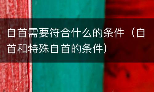 自首需要符合什么的条件（自首和特殊自首的条件）