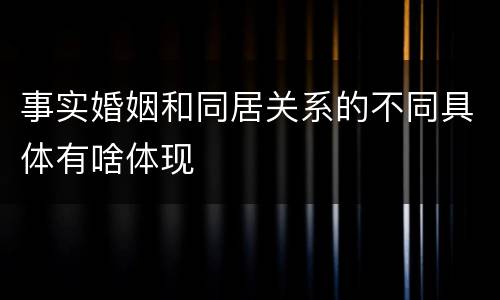 事实婚姻和同居关系的不同具体有啥体现