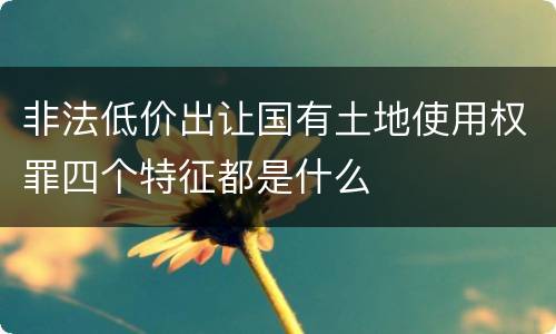非法低价出让国有土地使用权罪四个特征都是什么