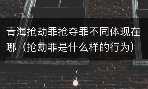 青海抢劫罪抢夺罪不同体现在哪（抢劫罪是什么样的行为）