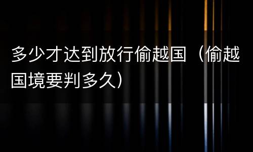 多少才达到放行偷越国（偷越国境要判多久）