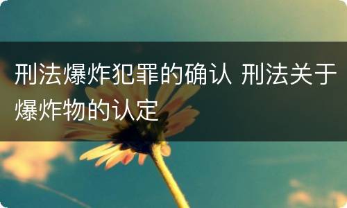 刑法爆炸犯罪的确认 刑法关于爆炸物的认定