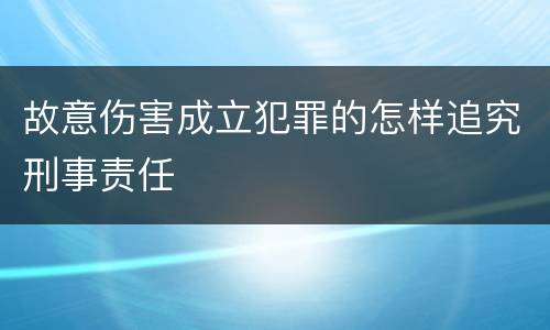 故意伤害成立犯罪的怎样追究刑事责任