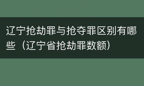 辽宁抢劫罪与抢夺罪区别有哪些（辽宁省抢劫罪数额）