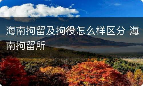 海南拘留及拘役怎么样区分 海南拘留所