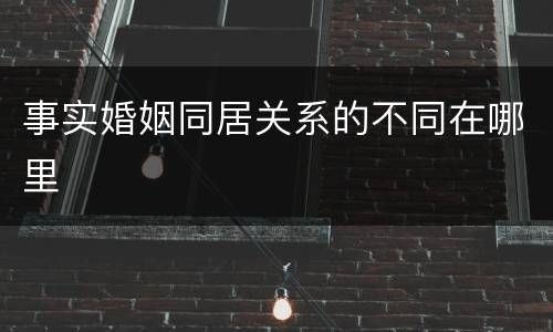 事实婚姻同居关系的不同在哪里