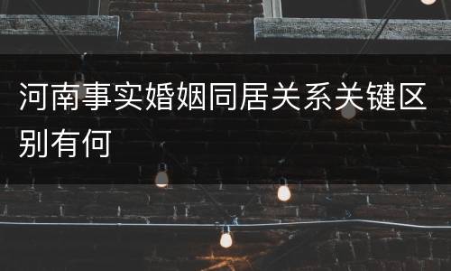 河南事实婚姻同居关系关键区别有何