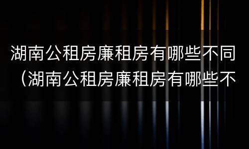 湖南公租房廉租房有哪些不同（湖南公租房廉租房有哪些不同的地方）