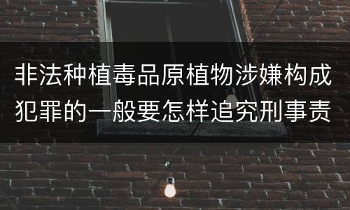 非法种植毒品原植物涉嫌构成犯罪的一般要怎样追究刑事责任