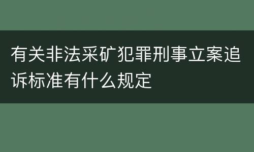 有关非法采矿犯罪刑事立案追诉标准有什么规定
