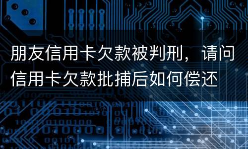 朋友信用卡欠款被判刑，请问信用卡欠款批捕后如何偿还