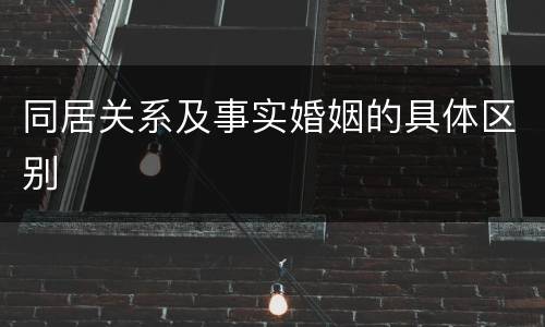 同居关系及事实婚姻的具体区别