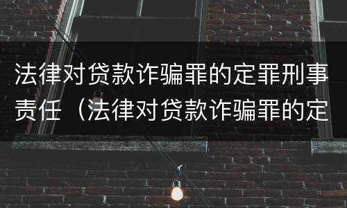 法律对贷款诈骗罪的定罪刑事责任（法律对贷款诈骗罪的定罪刑事责任主体）
