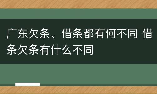 广东欠条、借条都有何不同 借条欠条有什么不同