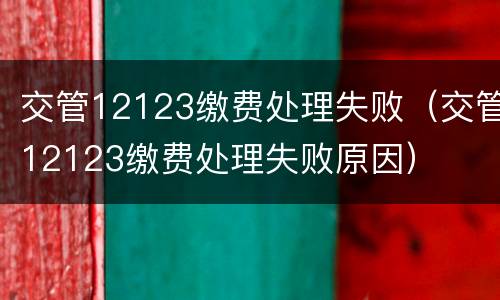 交管12123缴费处理失败（交管12123缴费处理失败原因）