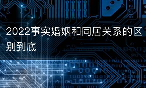 2022事实婚姻和同居关系的区别到底