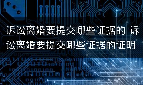 诉讼离婚要提交哪些证据的 诉讼离婚要提交哪些证据的证明