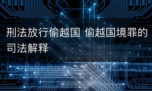 刑法放行偷越国 偷越国境罪的司法解释