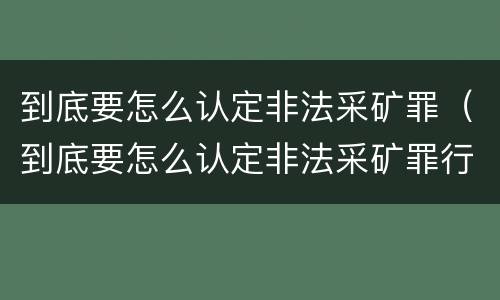到底要怎么认定非法采矿罪（到底要怎么认定非法采矿罪行为）