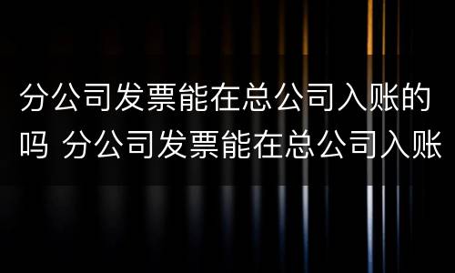 分公司发票能在总公司入账的吗 分公司发票能在总公司入账的吗怎么开