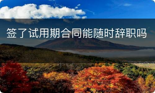 签了试用期合同能随时辞职吗