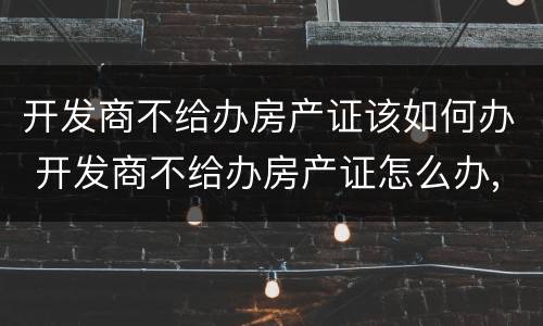 开发商不给办房产证该如何办 开发商不给办房产证怎么办,自己可以办吗
