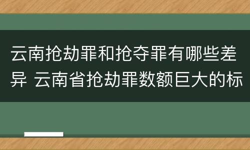 云南抢劫罪和抢夺罪有哪些差异 云南省抢劫罪数额巨大的标准