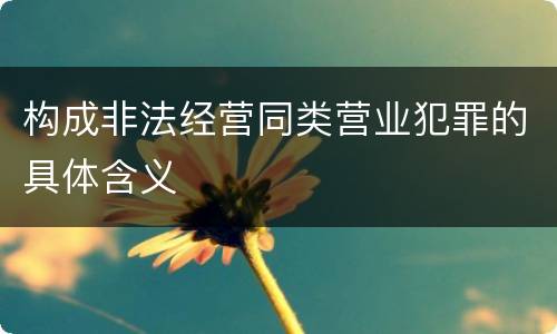 构成非法经营同类营业犯罪的具体含义