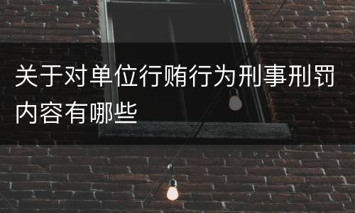 关于对单位行贿行为刑事刑罚内容有哪些