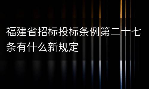 福建省招标投标条例第二十七条有什么新规定
