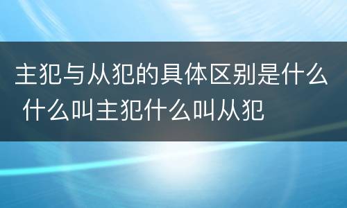 主犯与从犯的具体区别是什么 什么叫主犯什么叫从犯