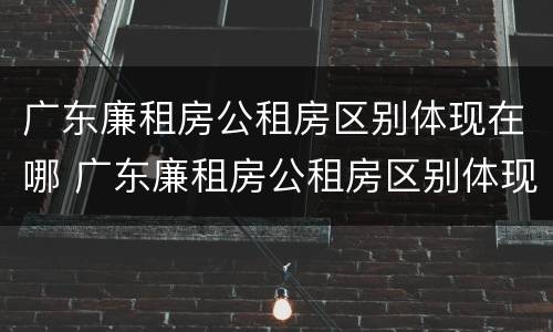 广东廉租房公租房区别体现在哪 广东廉租房公租房区别体现在哪些地方