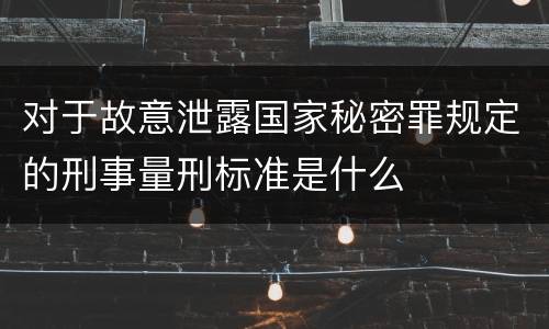 对于故意泄露国家秘密罪规定的刑事量刑标准是什么