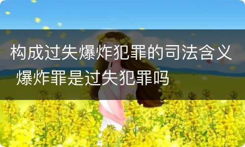 构成过失爆炸犯罪的司法含义 爆炸罪是过失犯罪吗