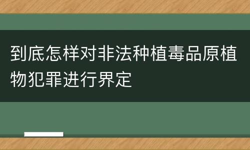 到底怎样对非法种植毒品原植物犯罪进行界定