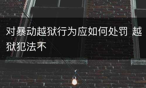 对暴动越狱行为应如何处罚 越狱犯法不