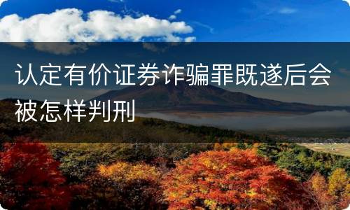 认定有价证券诈骗罪既遂后会被怎样判刑