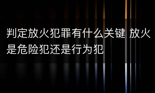 判定放火犯罪有什么关键 放火是危险犯还是行为犯