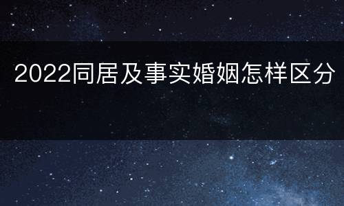 2022同居及事实婚姻怎样区分