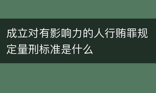 成立对有影响力的人行贿罪规定量刑标准是什么