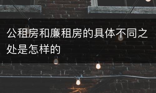 公租房和廉租房的具体不同之处是怎样的