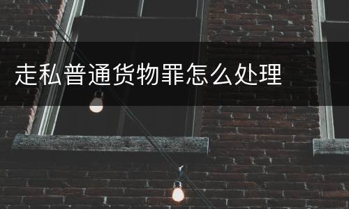 走私普通货物罪怎么处理