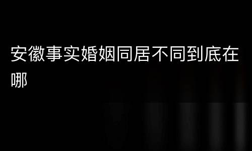 安徽事实婚姻同居不同到底在哪