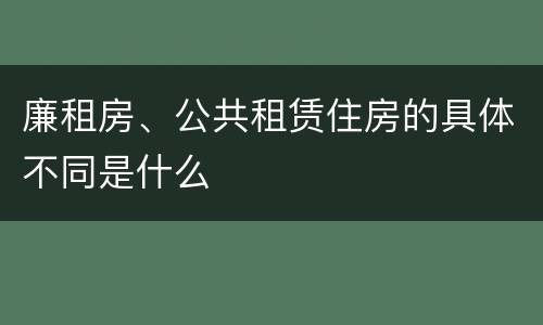 廉租房、公共租赁住房的具体不同是什么