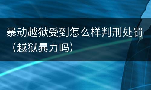 暴动越狱受到怎么样判刑处罚（越狱暴力吗）