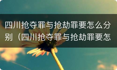 四川抢夺罪与抢劫罪要怎么分别（四川抢夺罪与抢劫罪要怎么分别判刑）