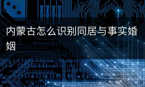 内蒙古怎么识别同居与事实婚姻