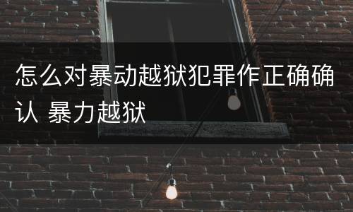 怎么对暴动越狱犯罪作正确确认 暴力越狱
