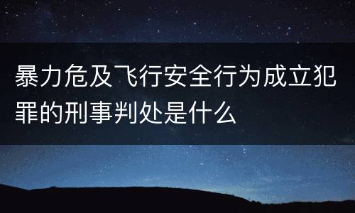 暴力危及飞行安全行为成立犯罪的刑事判处是什么